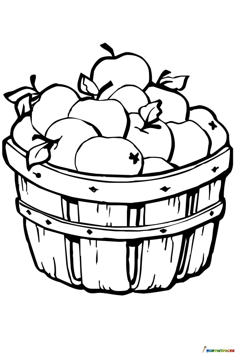 Корзина с апельсинами и яблоками