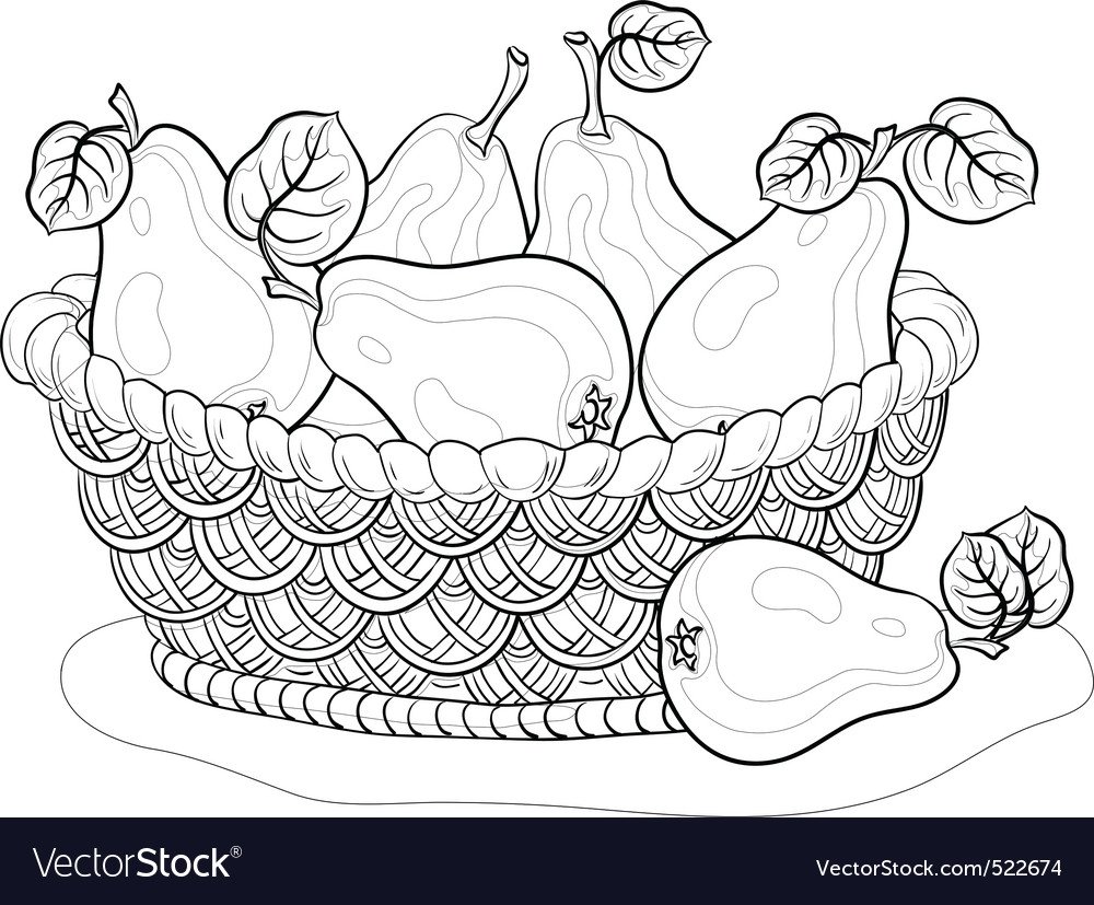 Корзина с фруктами раскраска