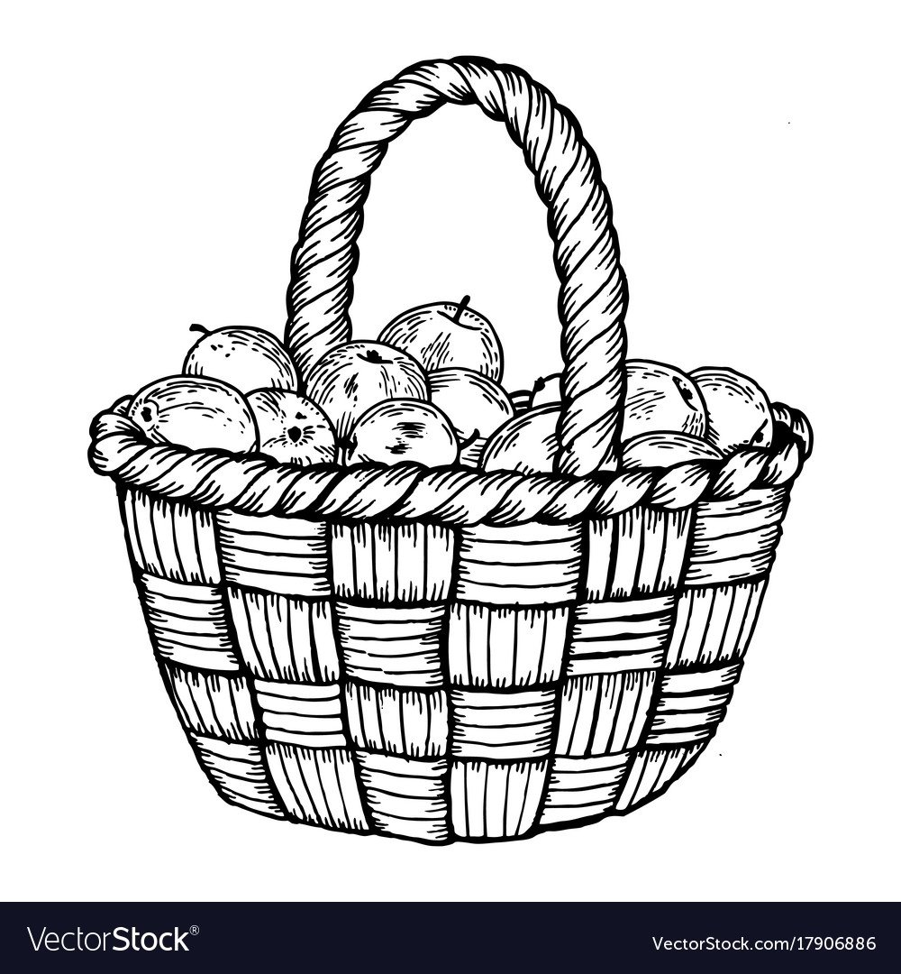 Корзинка с урожаем для раскрашивания