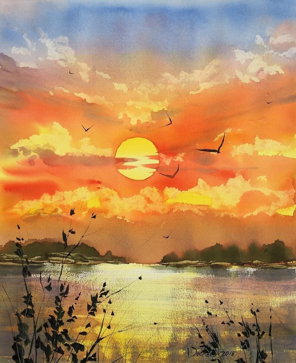 Лёгкие пейзажи акварелью