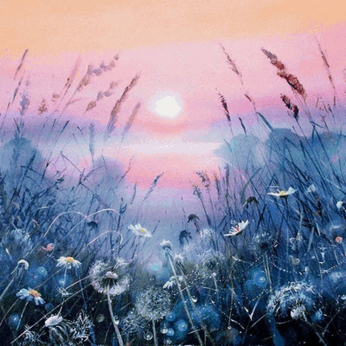 Лунный пейзаж акварелью