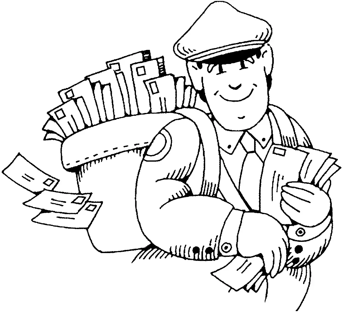 Профессия почтальон раскраска
