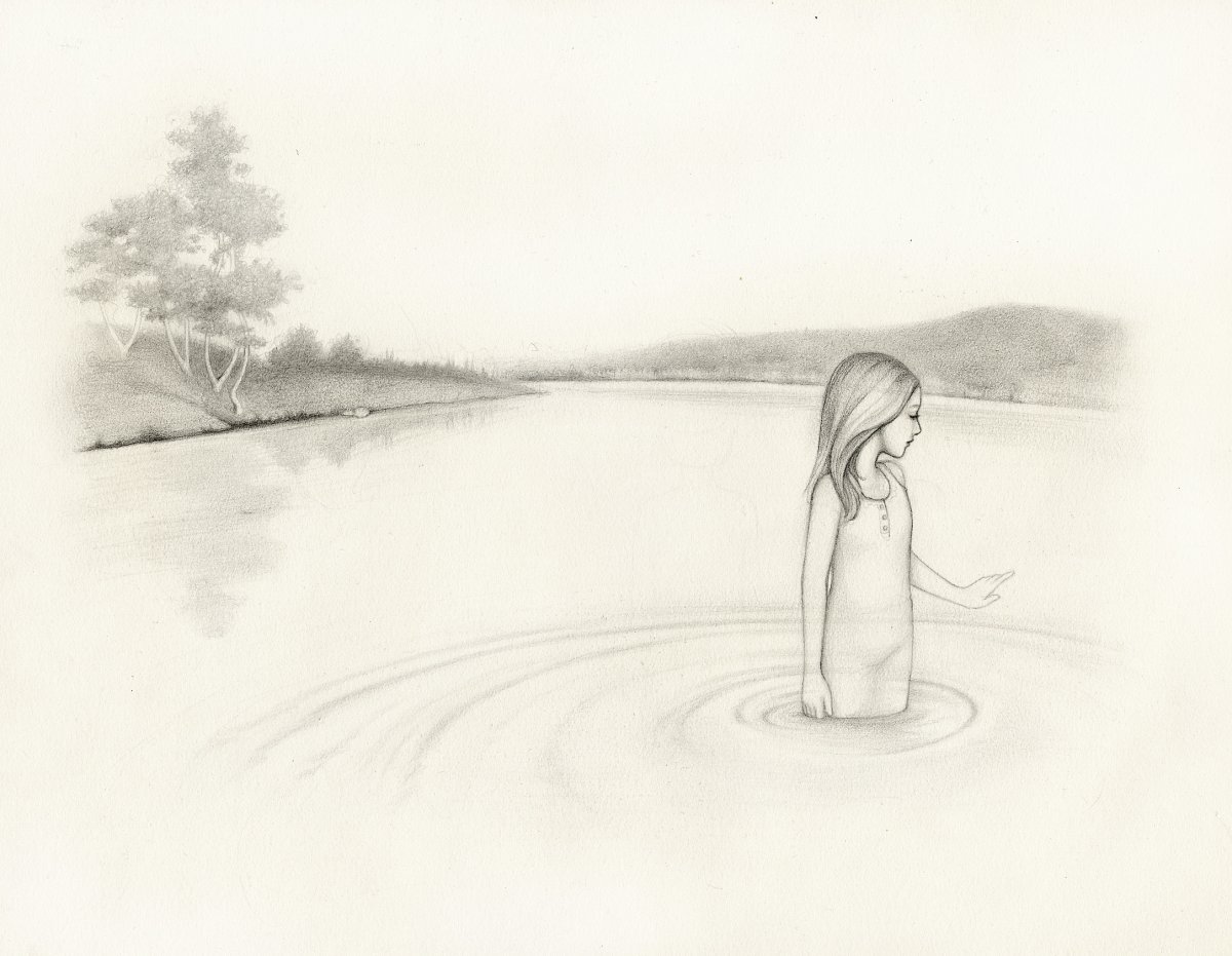 Пейзаж с человеком карандашом