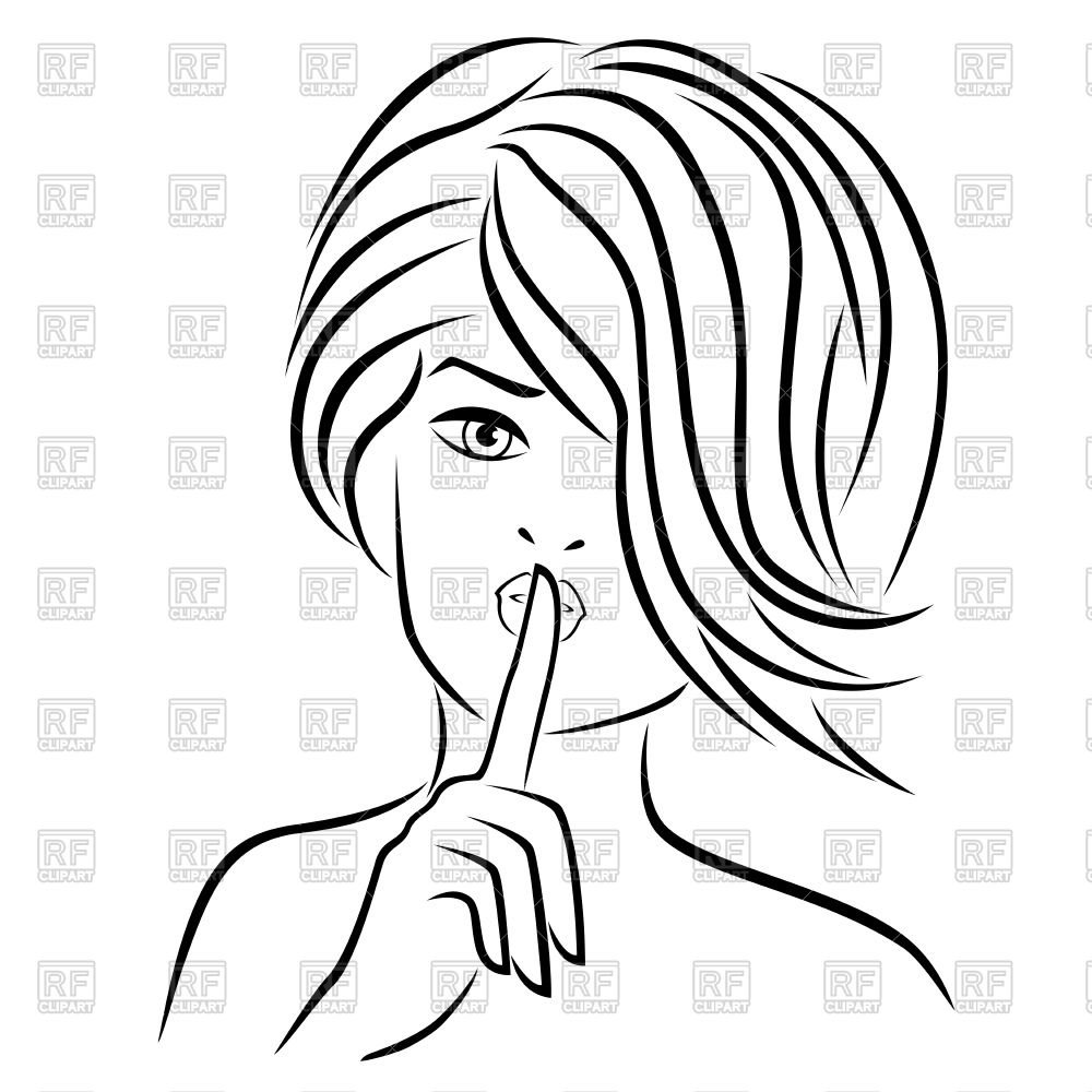 Нарисованная девушка показывает тихо