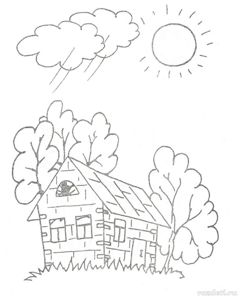 Пейзаж для раскрашивания детям