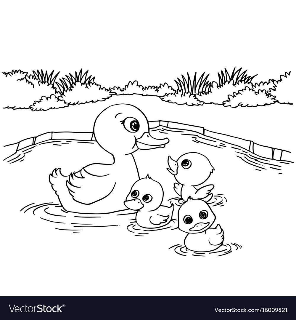 Утята на озере для детей