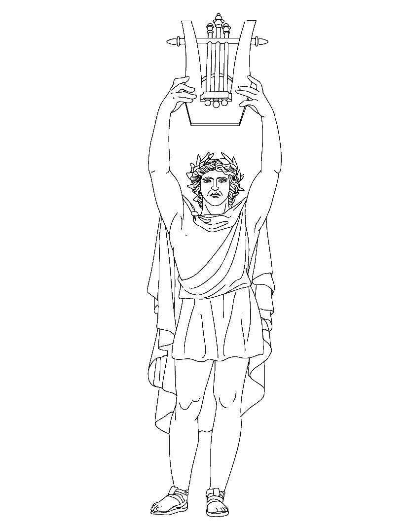 Аполлон Бог древней Греции рисунок