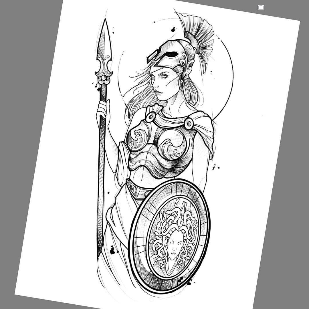 Афина богиня тату эскиз
