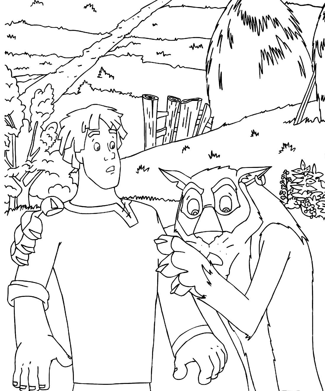 Раскраска а4 три богатыря и морской царь Илья Муромец и Аленушка 7479