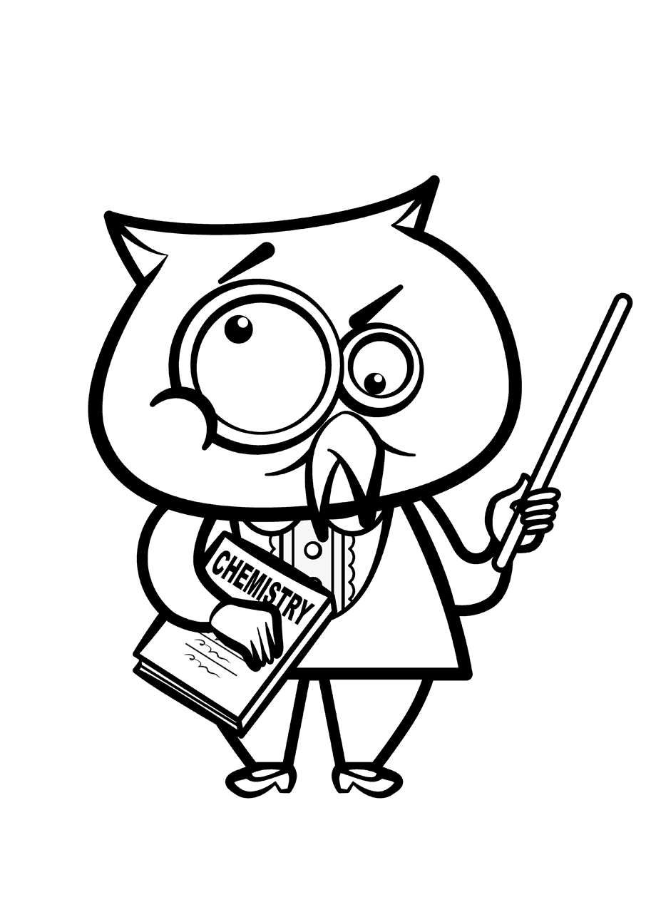 Сова с указкой раскраска