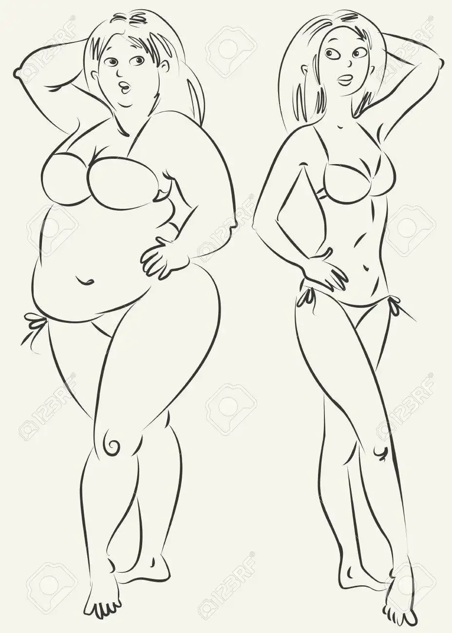 Женщина с ожирением мультяшная