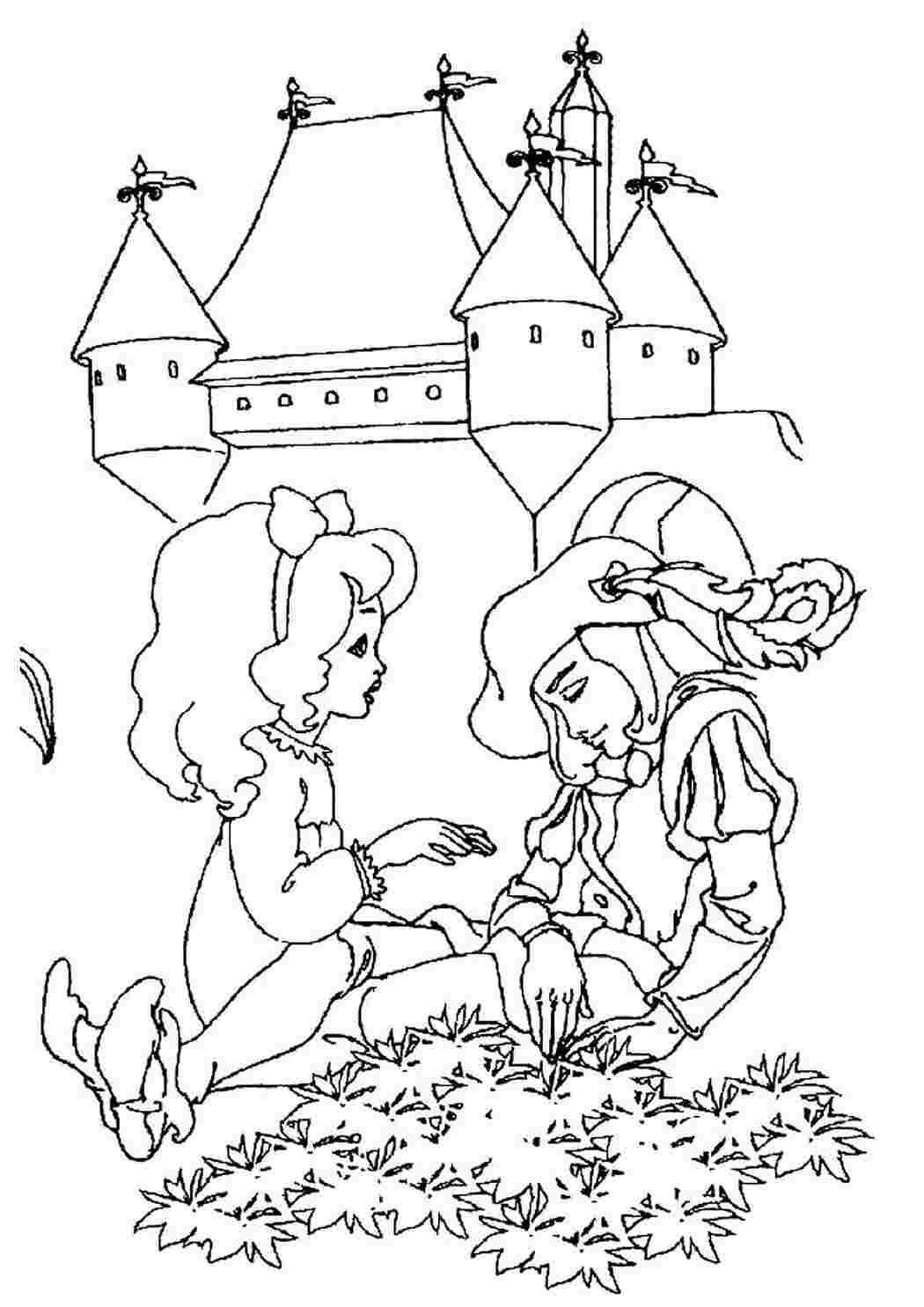 Разукрашки принцесса с королем