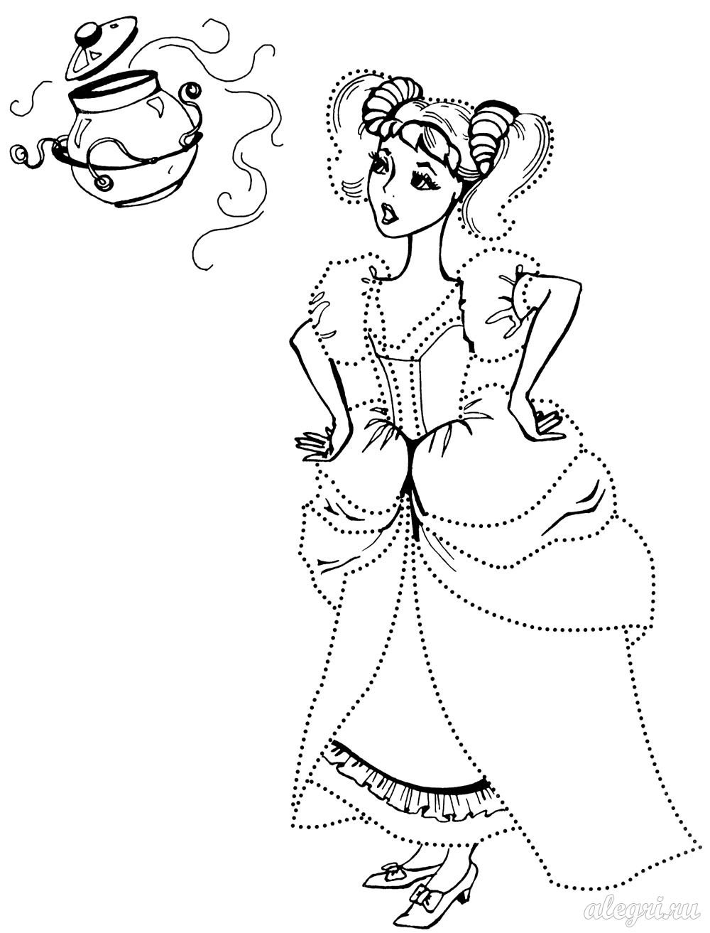 Золушка раскраска для детей Советская