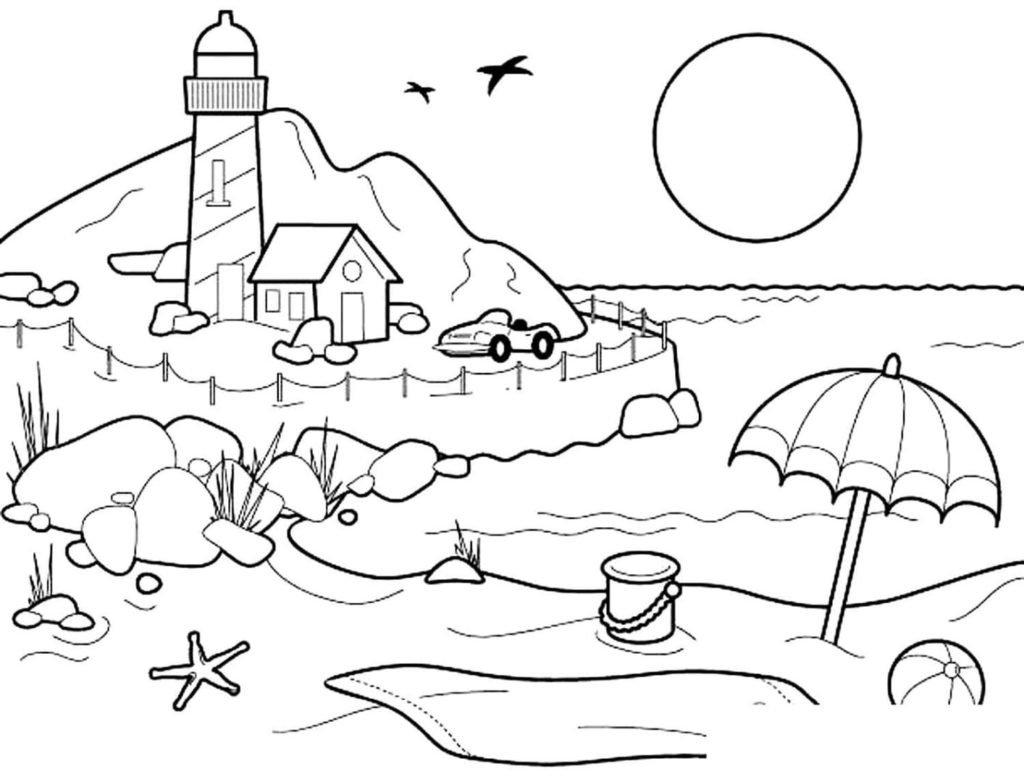 В море. Раскраска