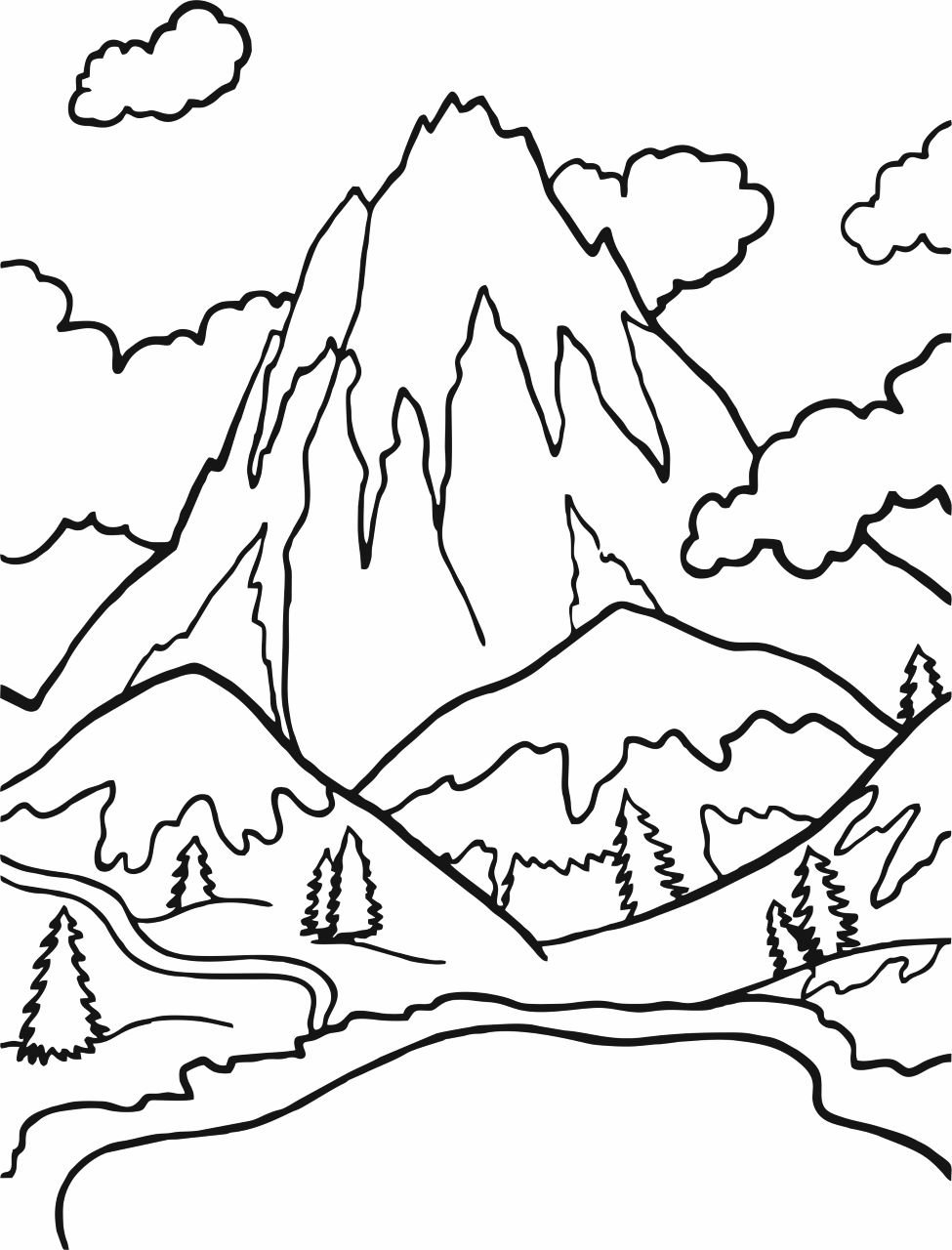 Горы раскраска для детей