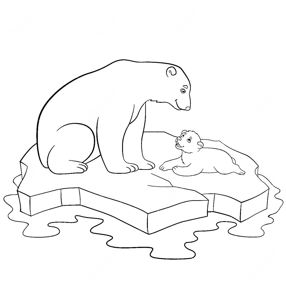 Раскраска мишка на льдине