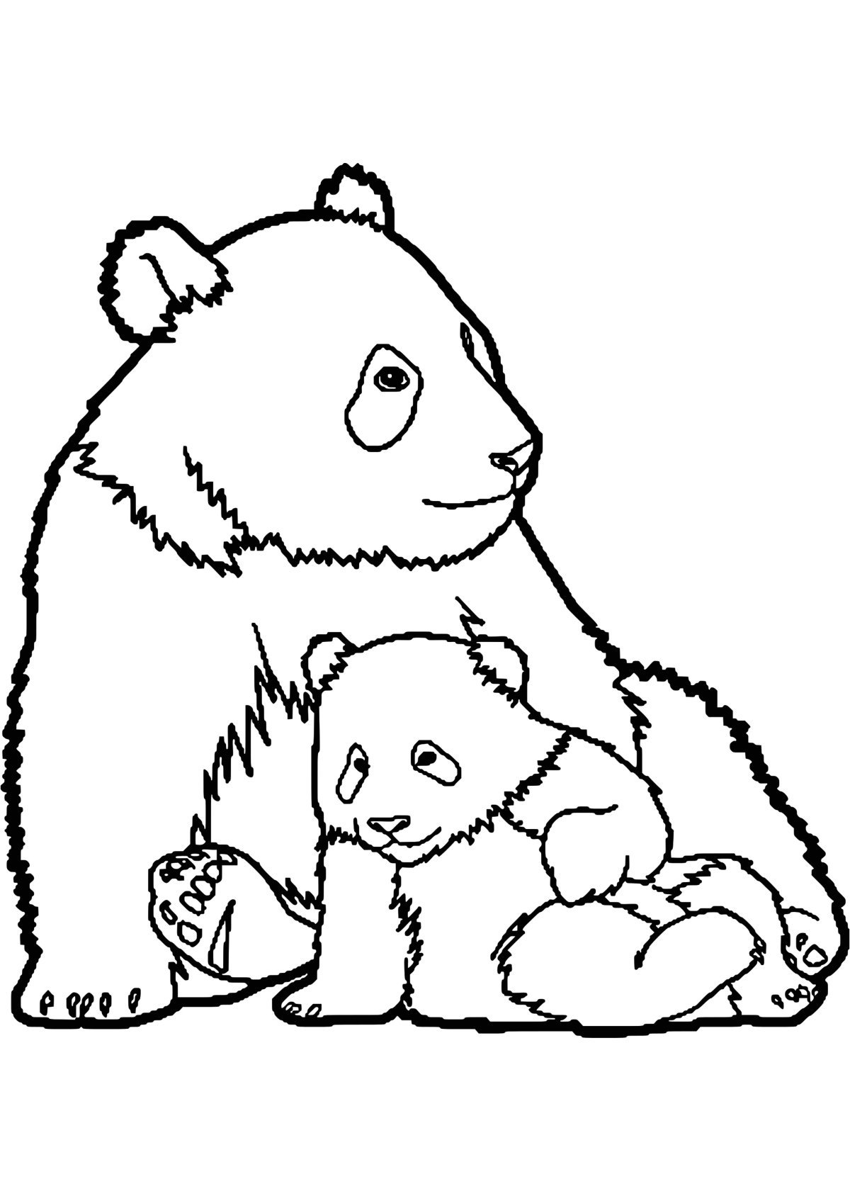 Раскраска Медведица с медвежатами для детей