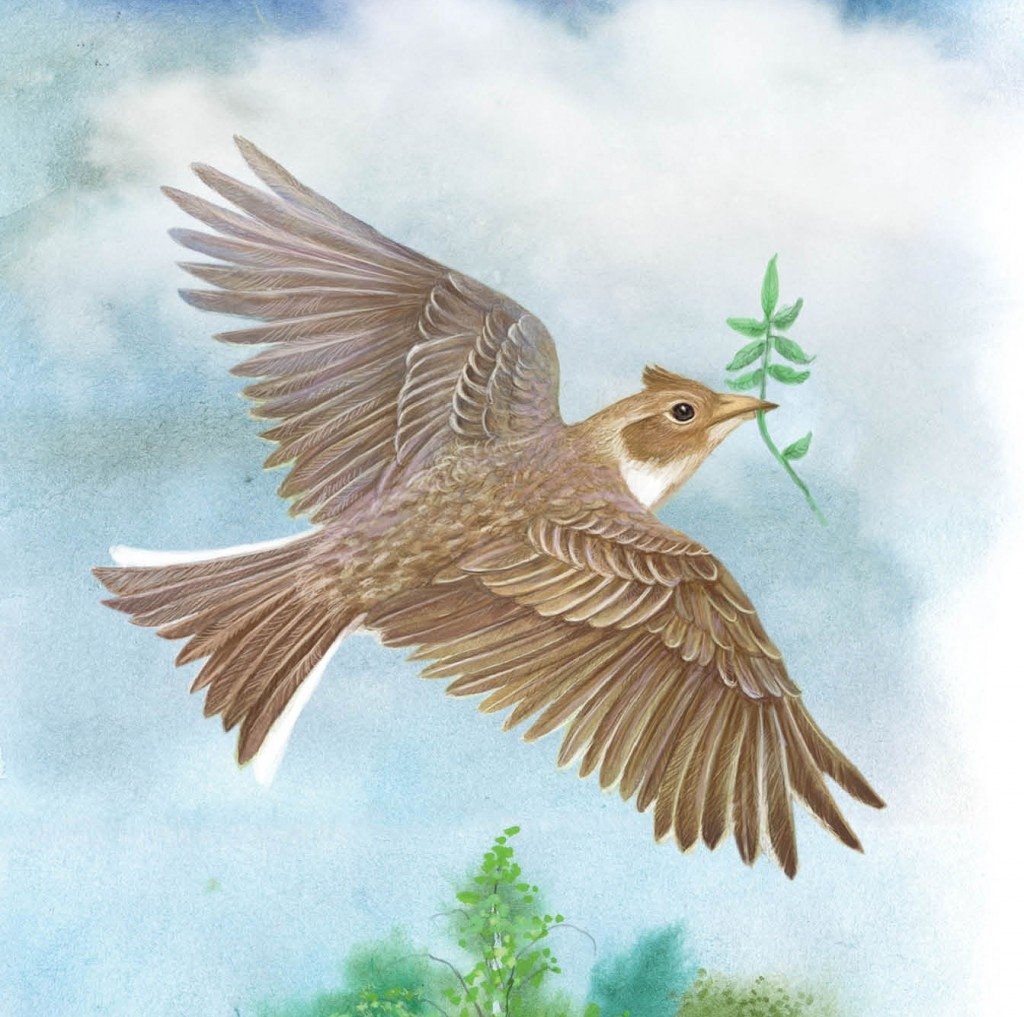 Жаворонок японская гравюра