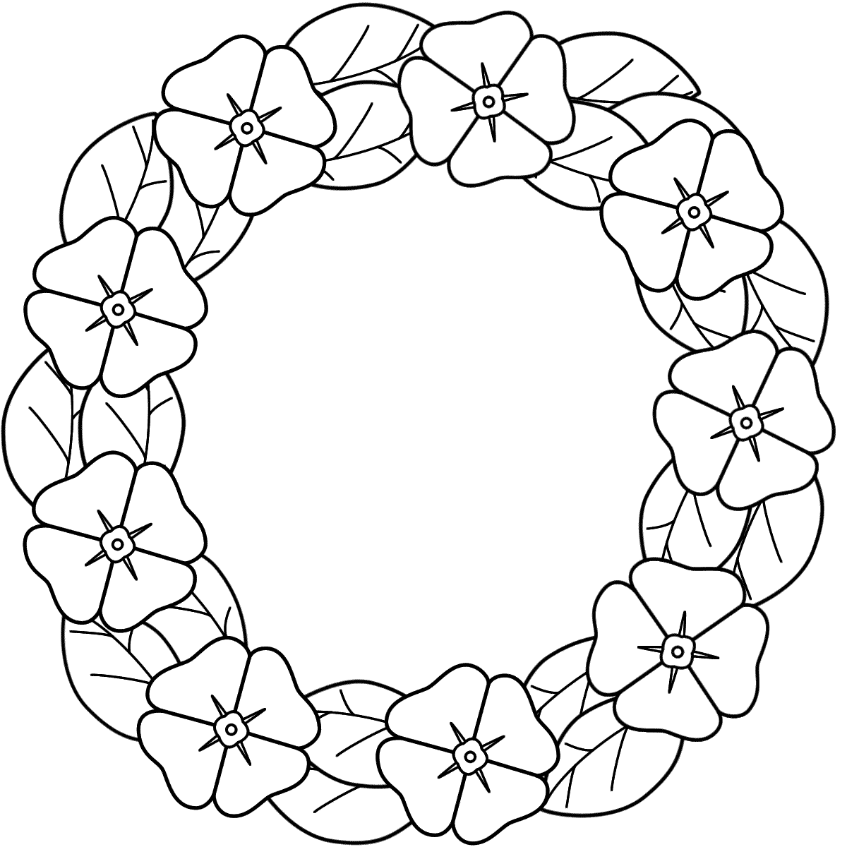 Цветочный венок раскраска