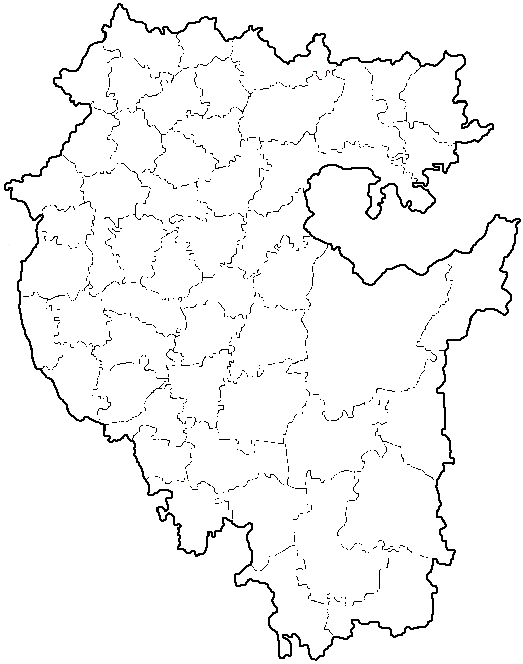 Контурная карта Республики Башкортостан