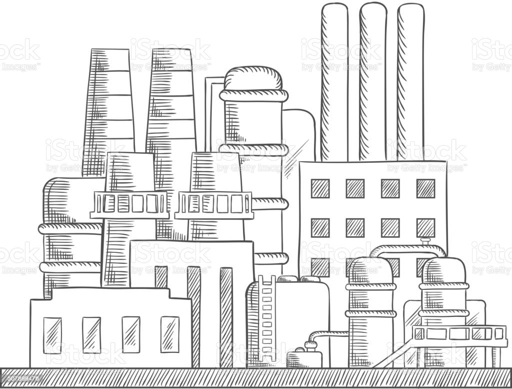 Раскраска заводы и фабрики
