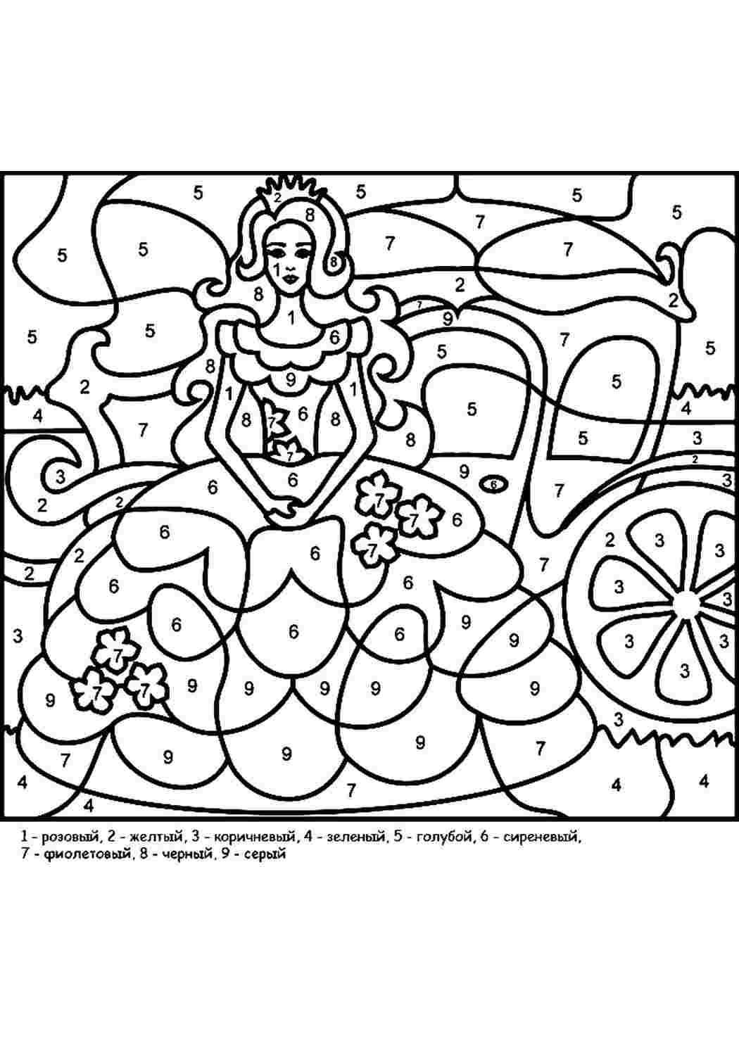 Раскраска по номерам принцессы