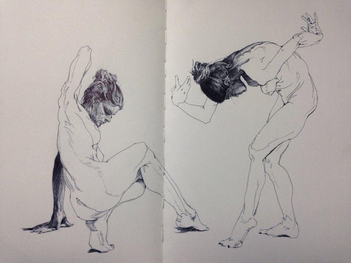 Наброски людей гелевой ручкой