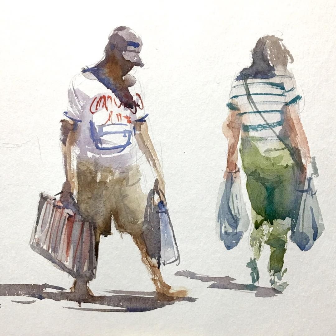 Зарисовки людей акварелью