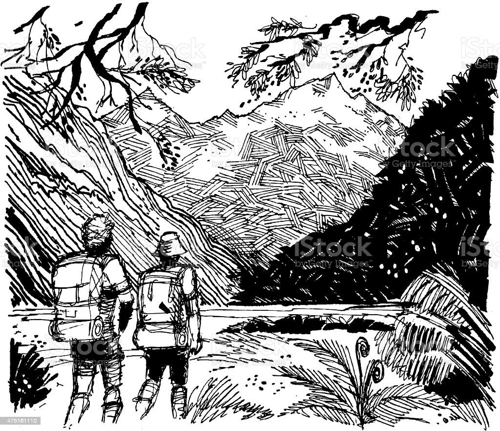 Поход в горы рисунок