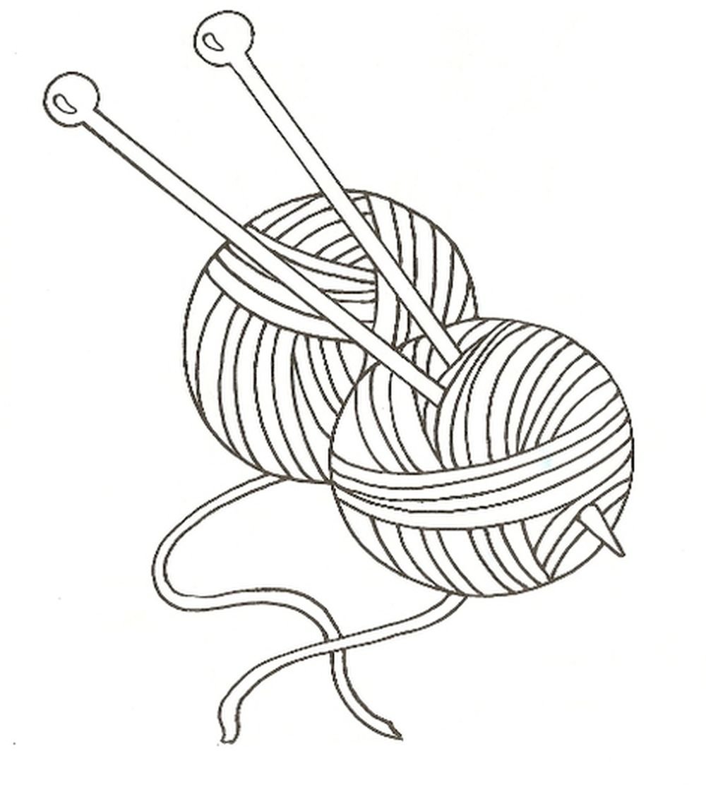 Клубок со спицами раскраска