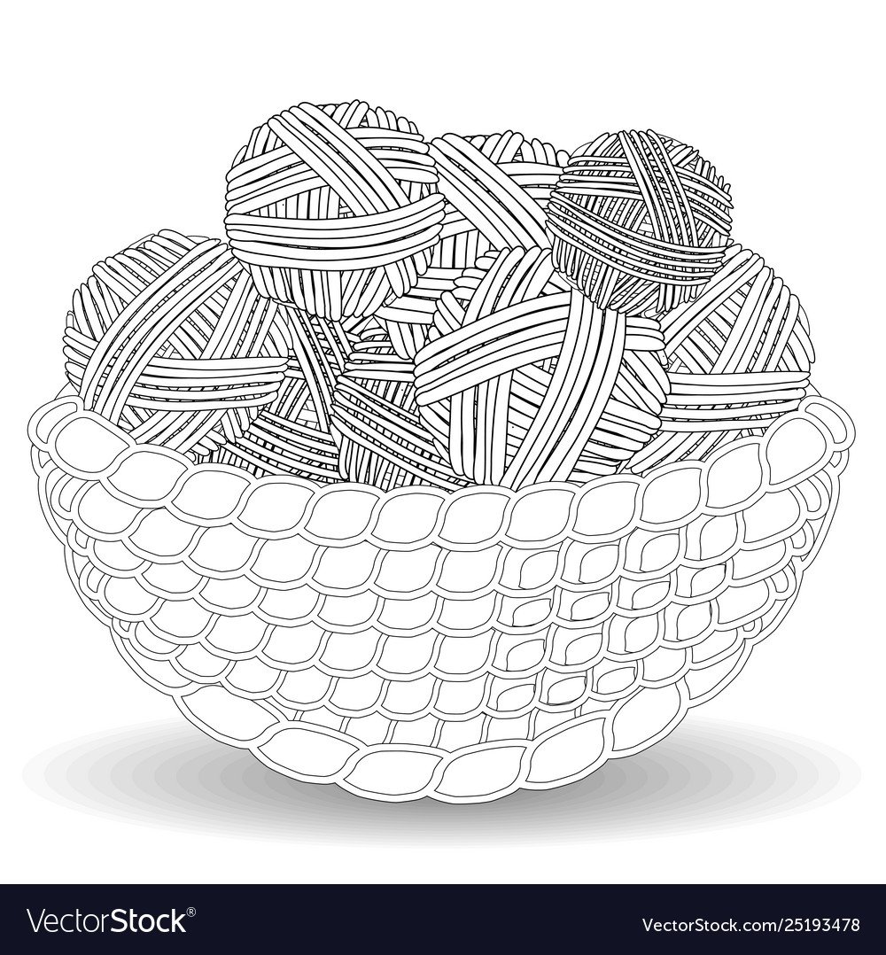 Раскраска клубок ниток для детей