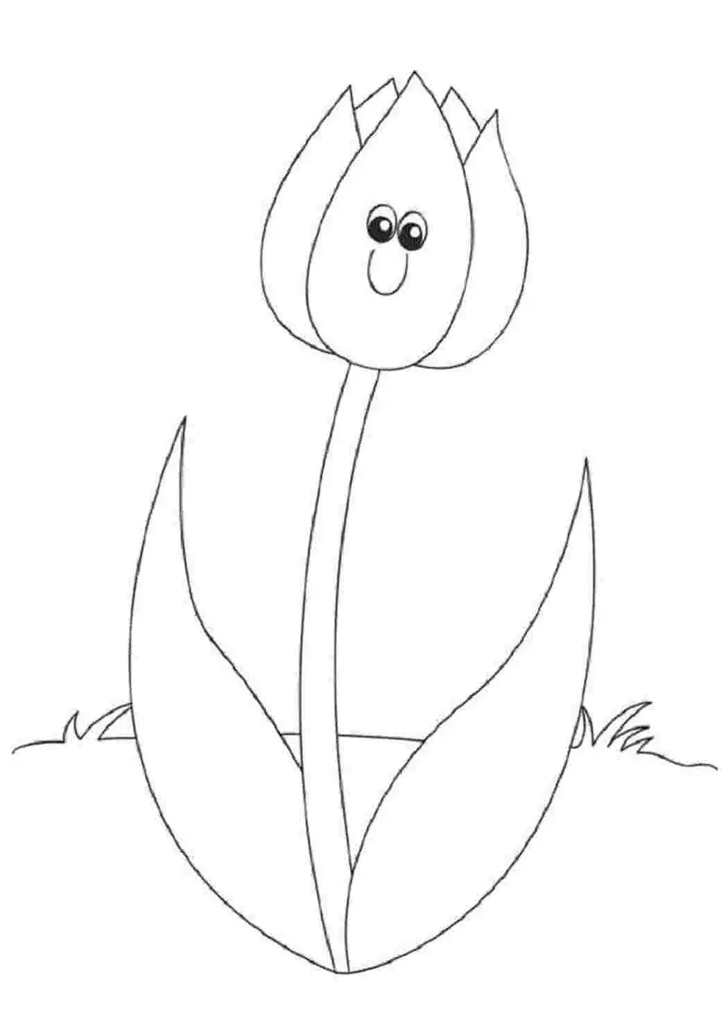 Цветок со стеблем контур