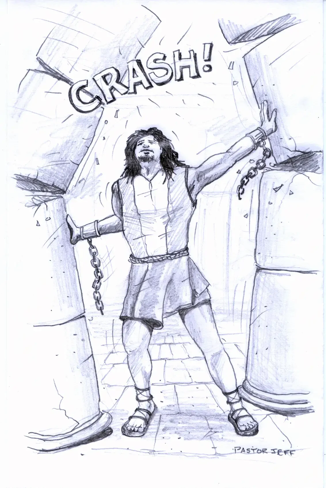 Самсон рисунок карандашом