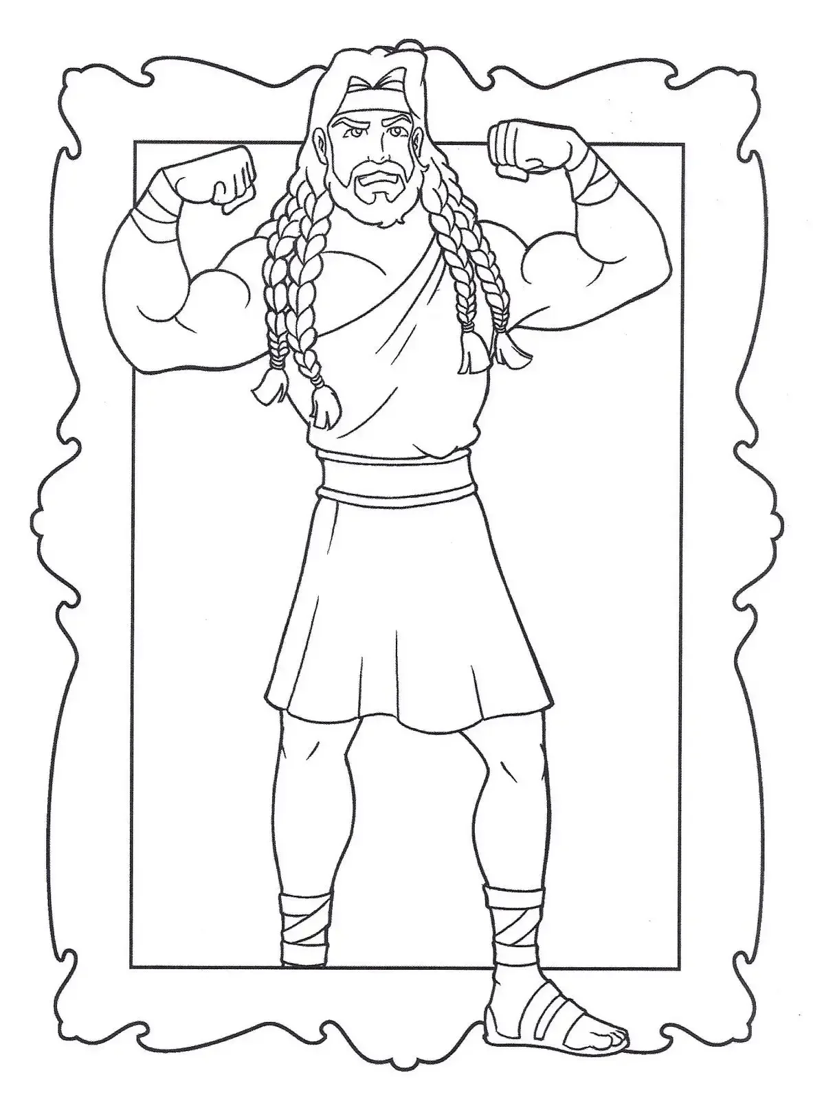 Самсон Библейский персонаж раскраска для детей