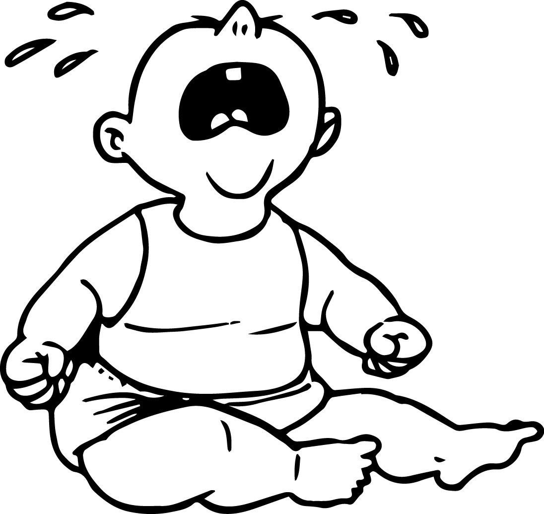 Малыш плачет раскраска