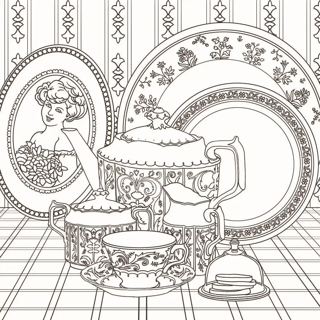 Разукрашка посуда Гжель