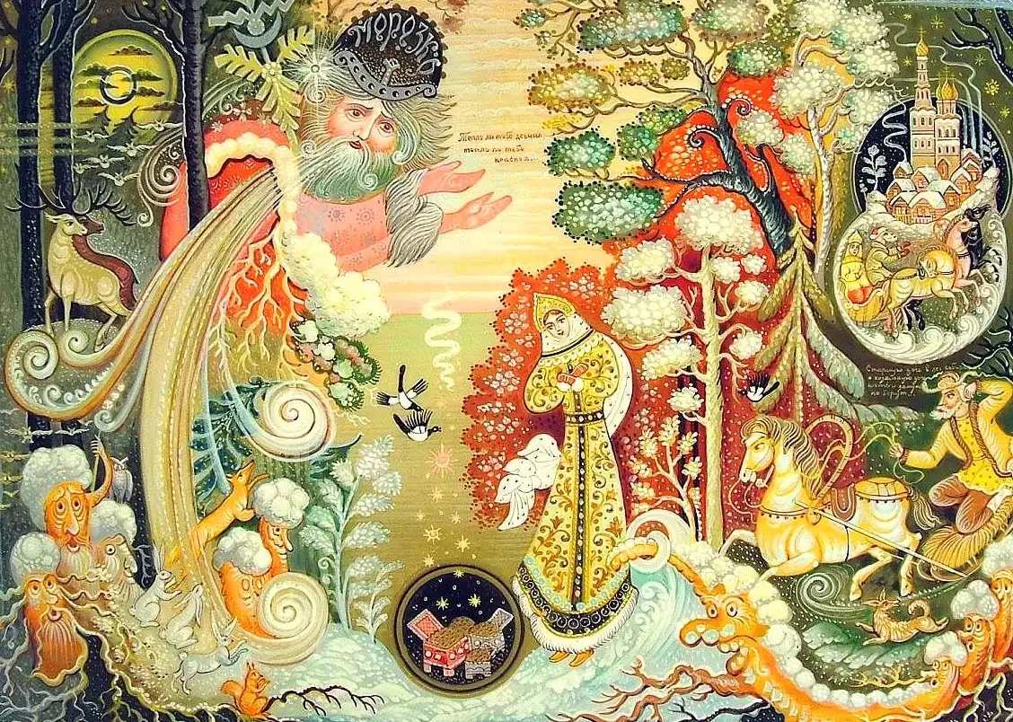 Осень на шкатулках Палеха