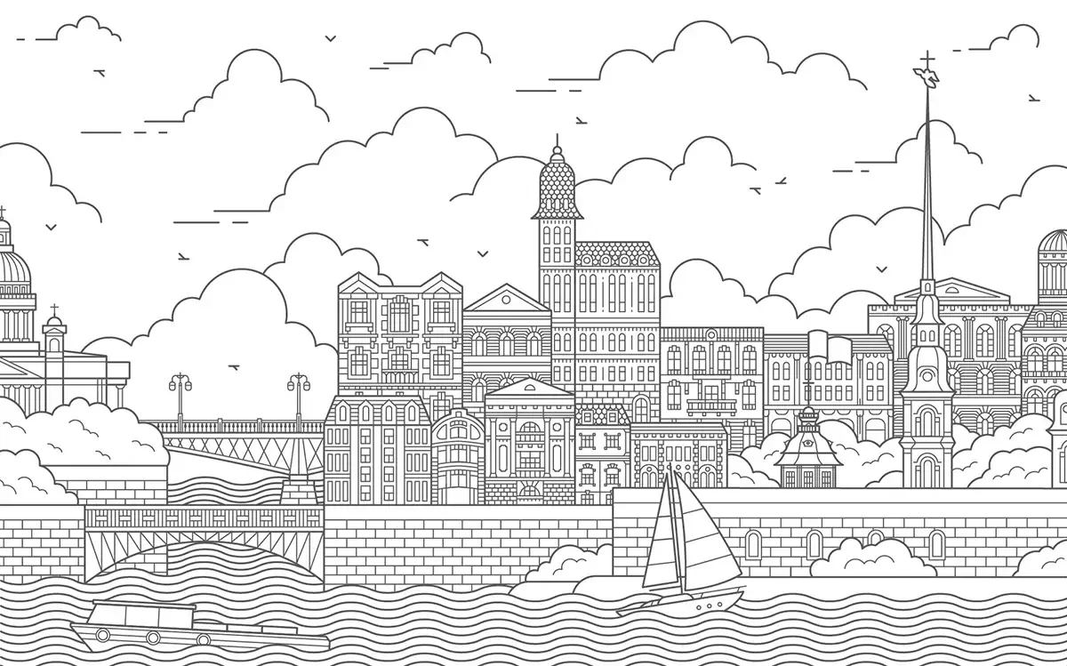 Санкт-Петербург Графика контуры