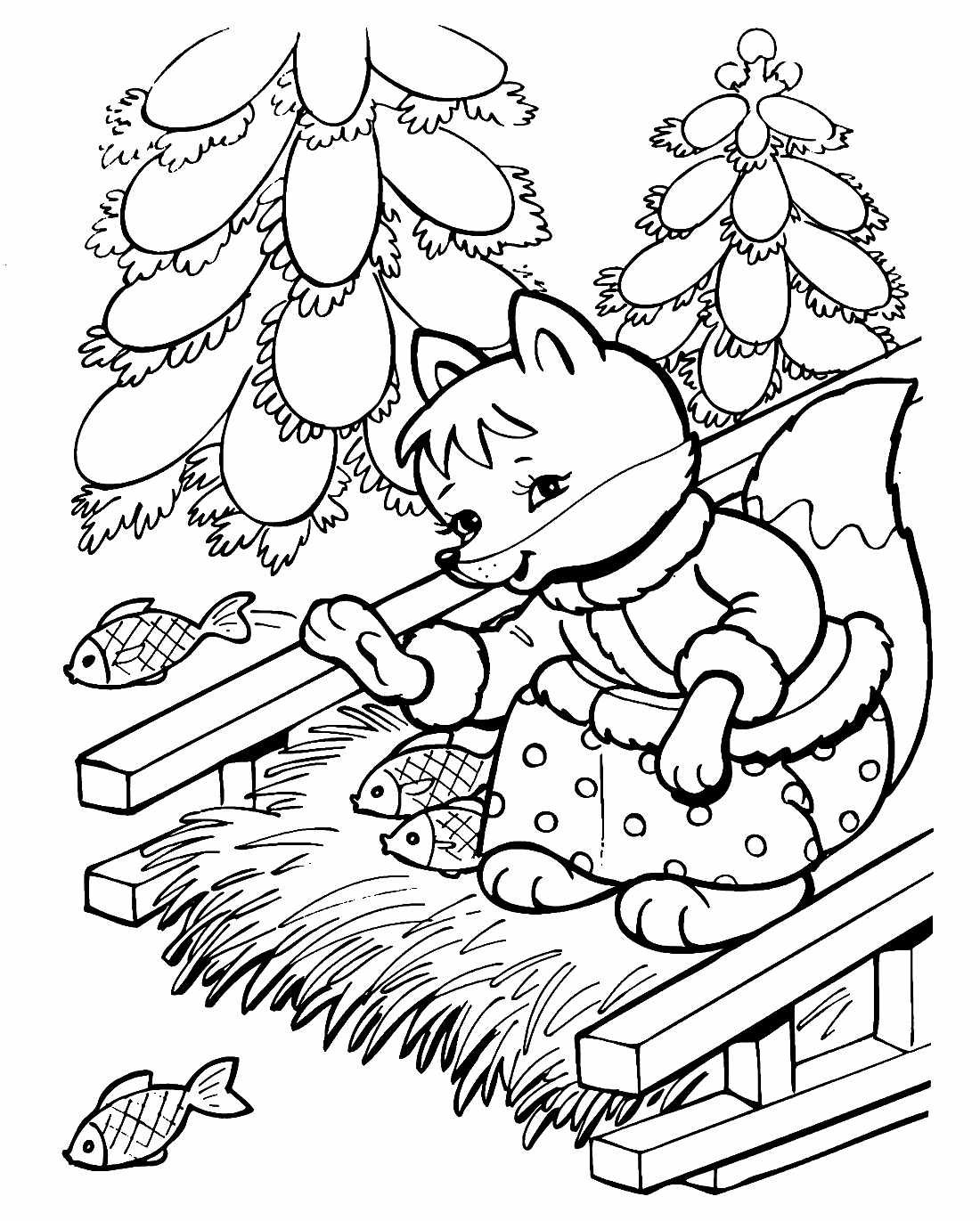 Рисунок лиса и Колобок для детей карандашом