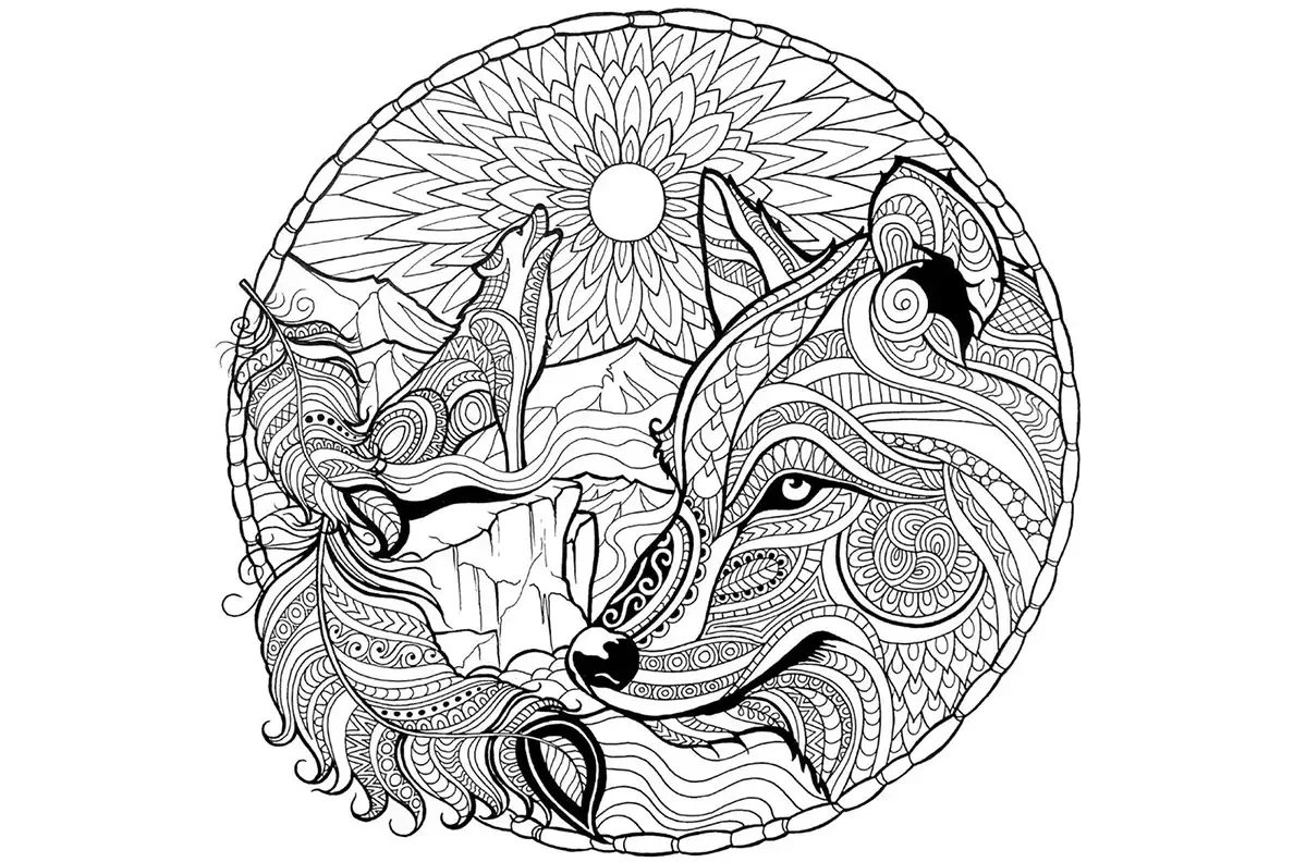 Раскраска волк в лесу