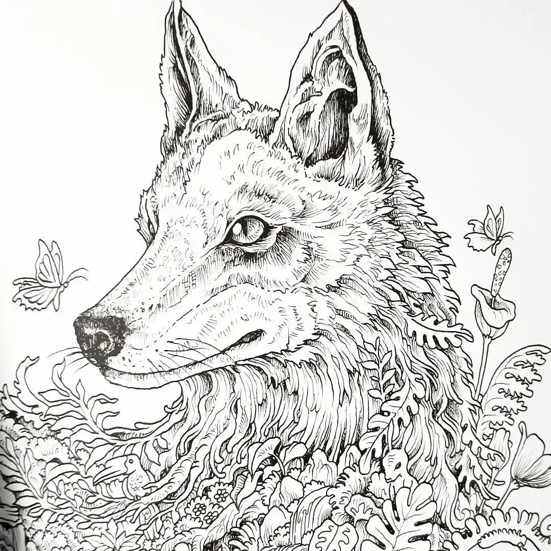 Раскраска для девочек антистресс волк