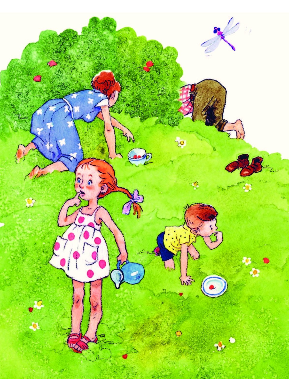 Картина дети собирают грибы