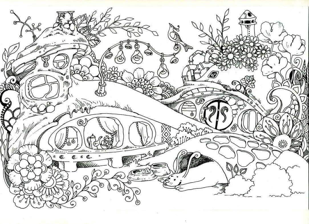 Раскраски антистресс домики