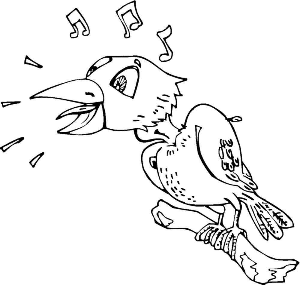 Раскраска басни Крылова ворона и лисица