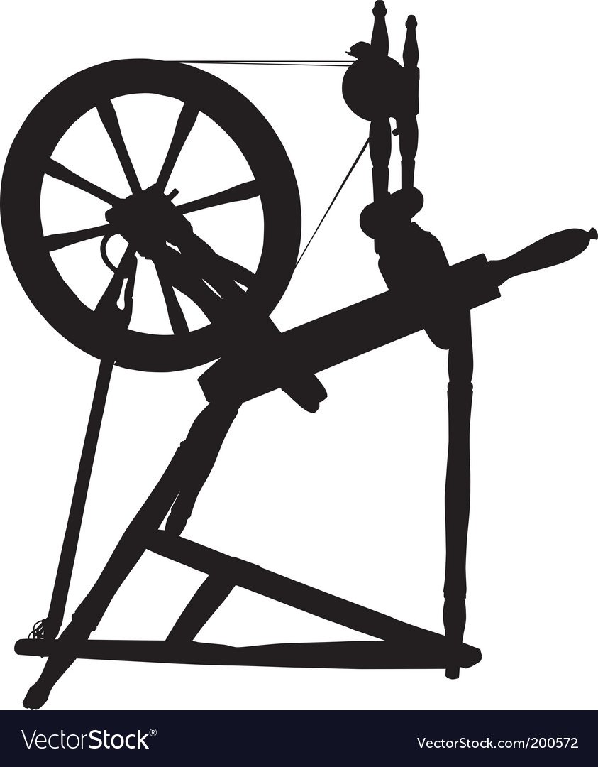 Прялка деревянная с колесом вектор