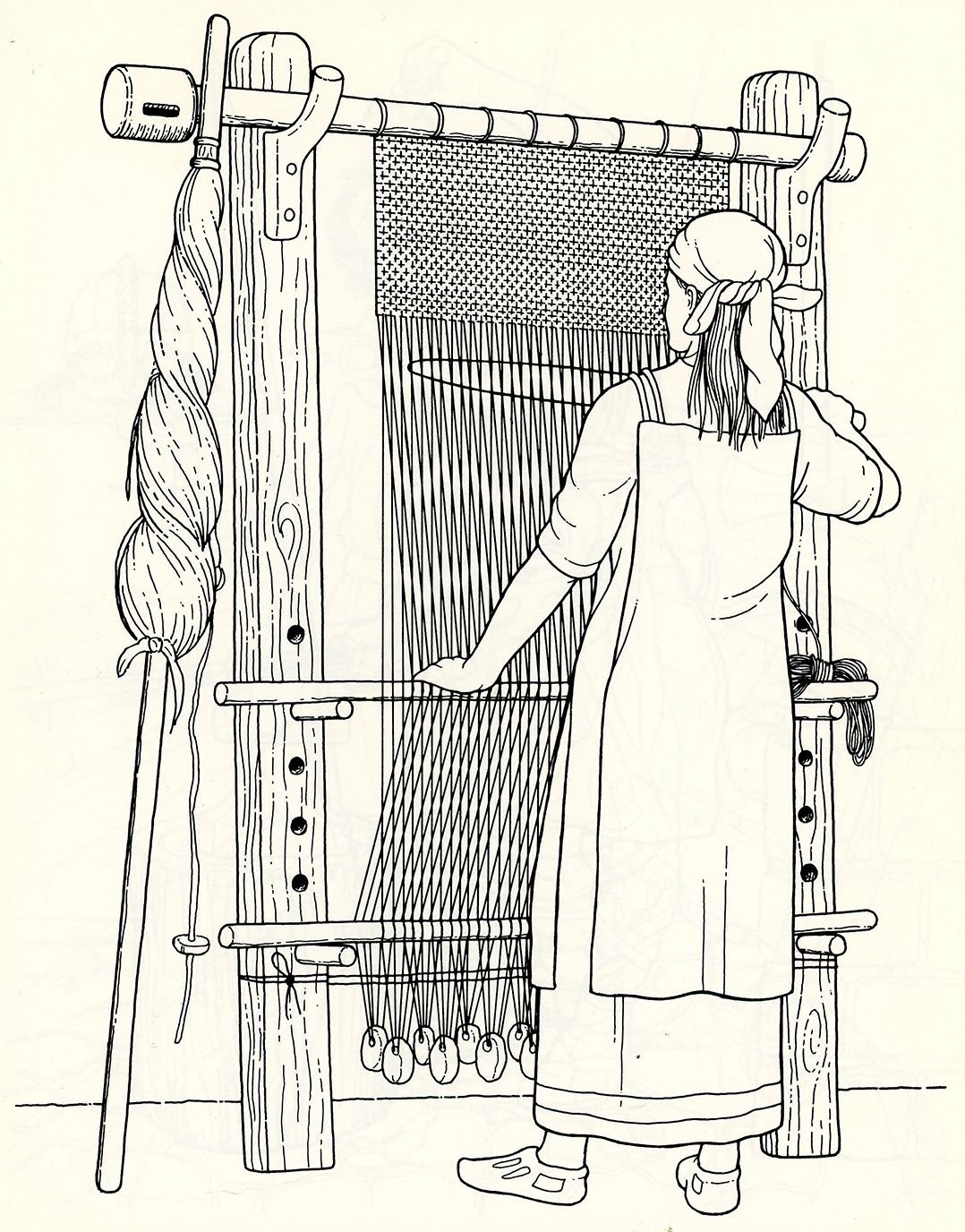 Скамья с прялкой