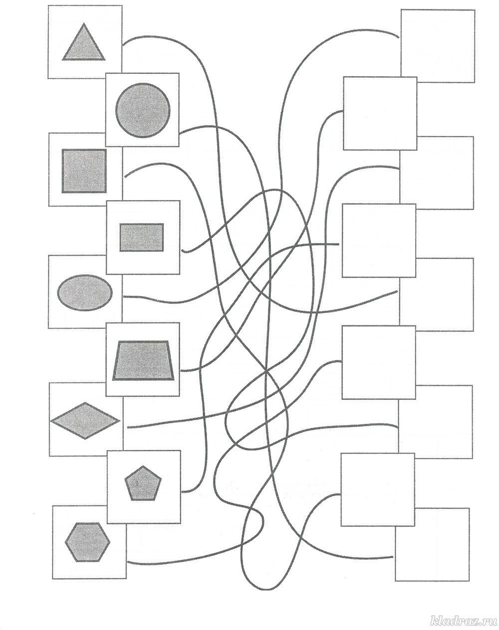 Лабиринты с геометрическими фигурами для дошкольников