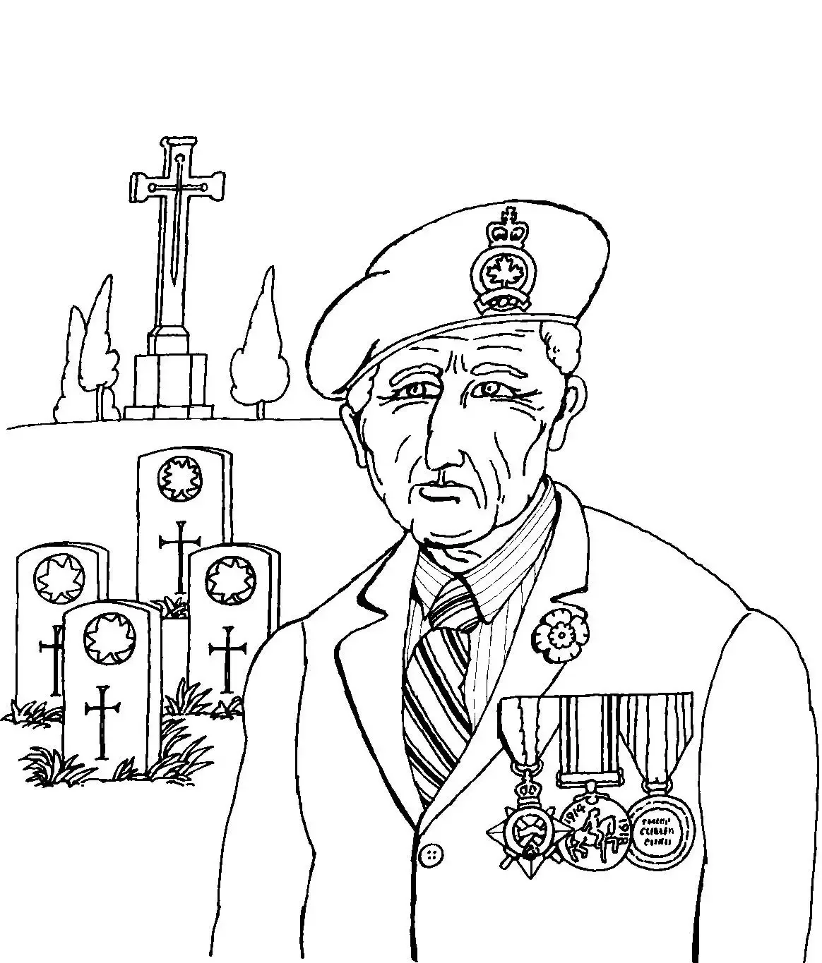 Раскраска гвоздика с георгиевской лентой