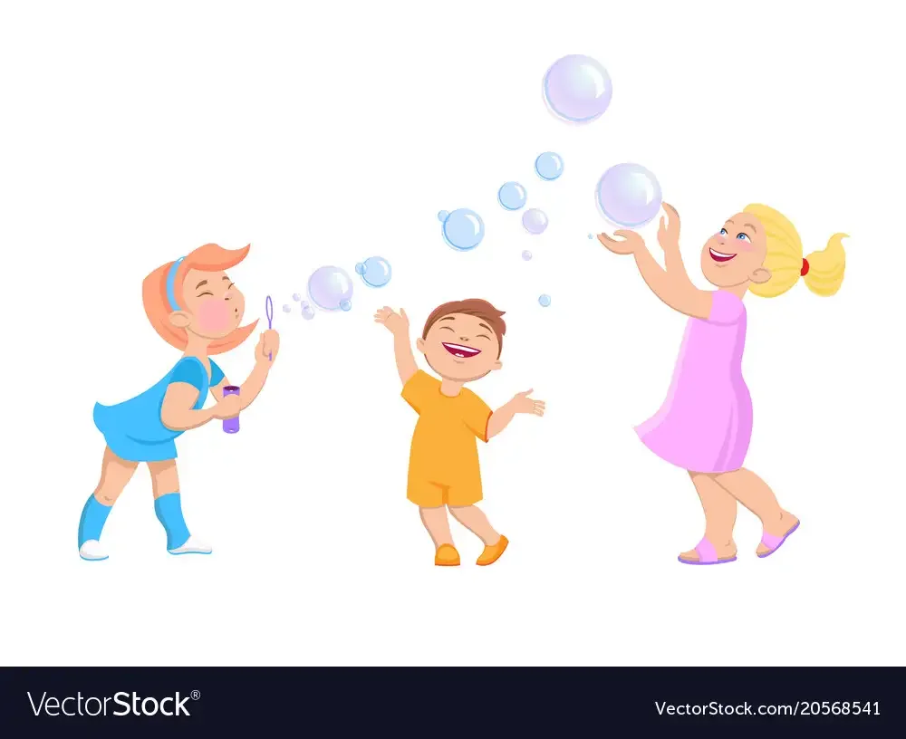 Ребенок пускает мыльные пузыри рисунок