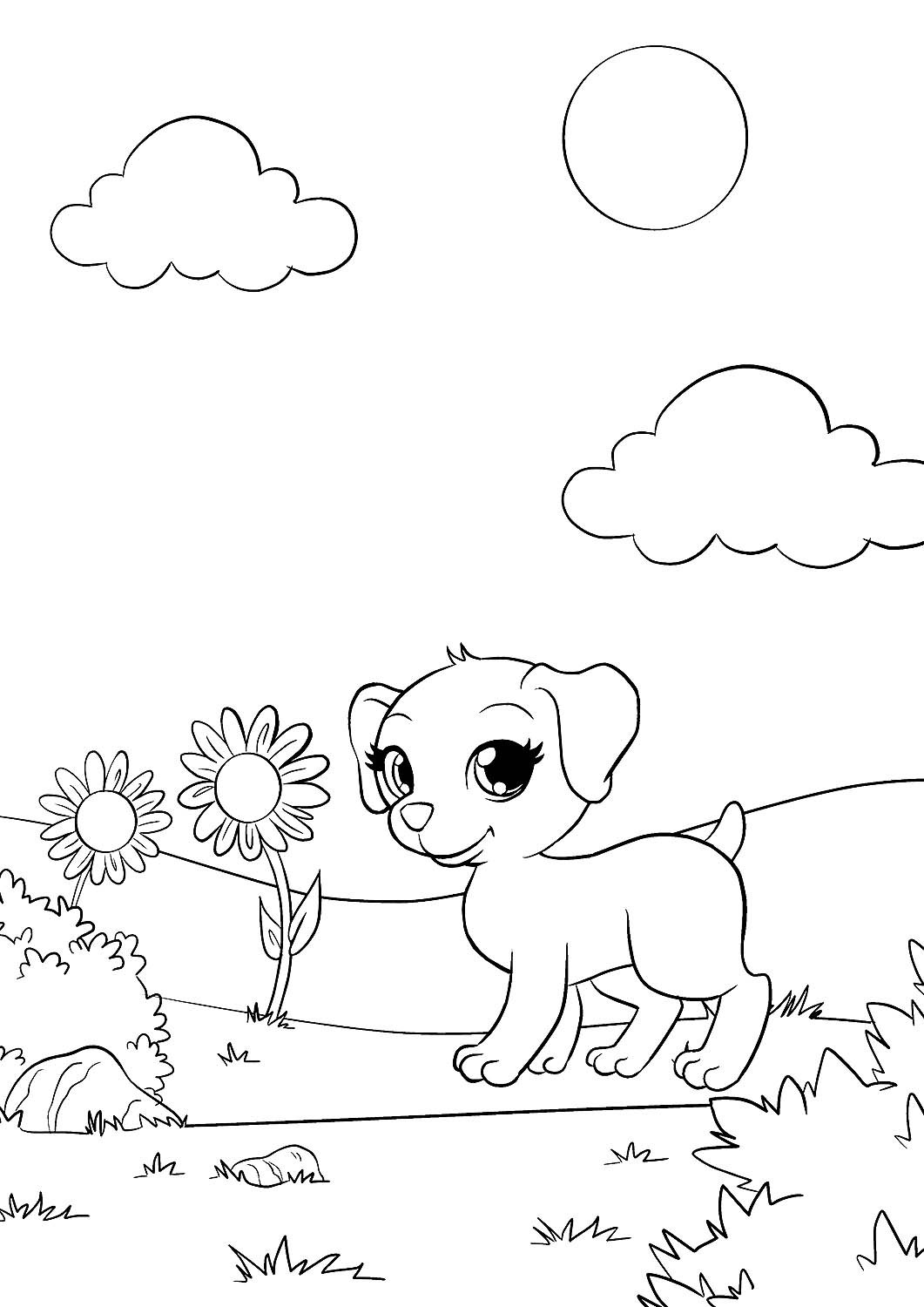 Полянка раскраска для детей